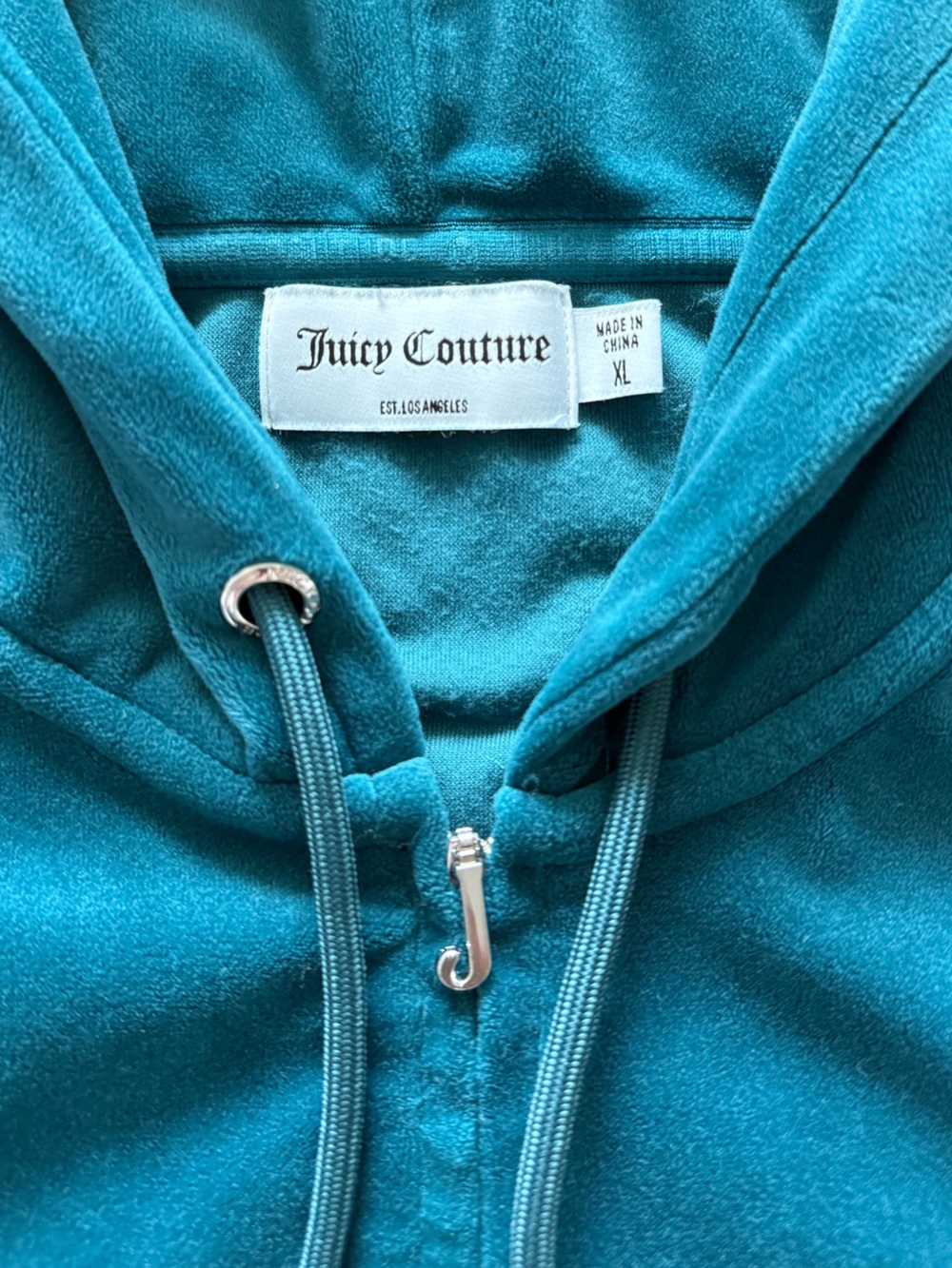 Juicy Couture Teal Velour Cropped Zip Up Hoodie XL Green Y2K Lounge - Picture 5 of 5